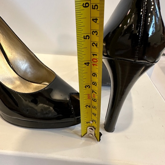 Classic patent peep toe. Worn twice.  Looks killer with shiny black pedi. - Picture 5 of 7